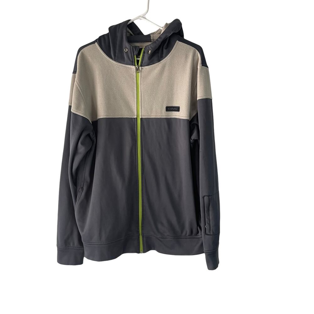Sims Men's‎ Size Large Grey Green Outdoor Full Zip Hooded Sweater